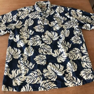 Hilo Hattie 100% Silk Hawaiian Shirt Men 2XL Blue Floral Button Up Pocket - Picture 1 of 13