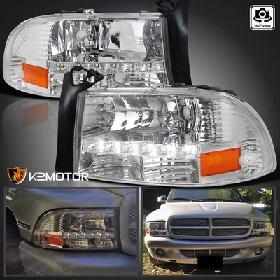 Fits 1997-2004 Dodge Dakota 1998-2003 Durango LED Strip Headlights Headlamps Foto 1 de 4