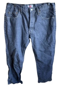 Levis 501 Jeans Mens 34x30 Blue Dark Wash Straight Leg Fit Button Fly Modern - Picture 1 of 8