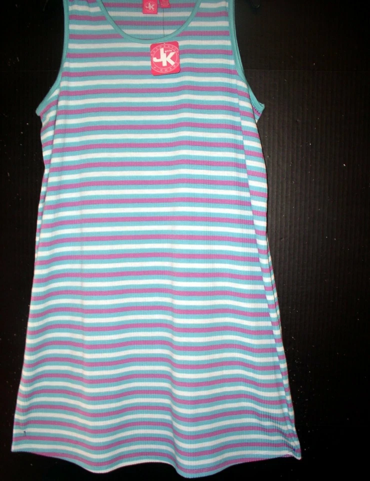 VESTIDO INFORMAL J.KHAKI NIÑAS XL AQUA/VIOLETA RAYAS NUEVO CON ETIQUETAS Foto 1 de 1