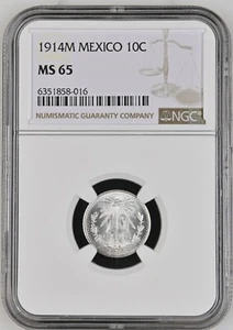 1914 M Mexico 10 Centavos NGC MS 65 - Picture 1 of 2