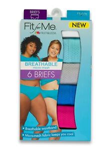 Fruit Of The Loom Fit For Me Women's Plus Size Breathable Micro-Mesh Brief 6Pack
