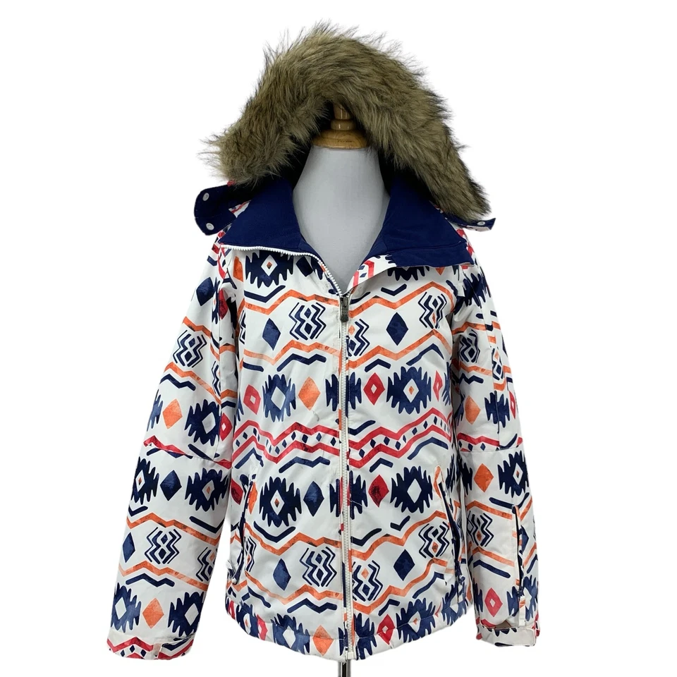 Chaqueta Roxy Niñas XL Mujer XS Azteca Aislada Nieve Desmontable Piel Sintética Sudadera con Capucha Foto 1 de 4