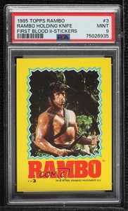 1985 Topps Rambo: First Blood Part II Stickers Rambo #3 PSA 9 MINT 0b3o