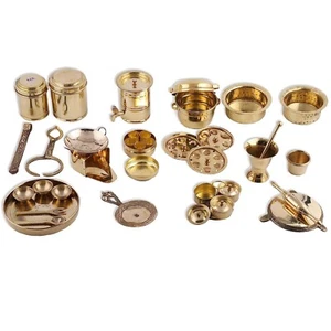 Brass Miniature Kitchen Set | Pretend Playset | Cooking Set Collectible | toys - Picture 1 of 7