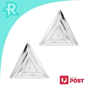 Triangle Spiral Cut Sterling Silver 925 Stud Earrings - Picture 1 of 5