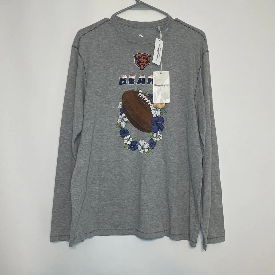 New Tommy Bahama Women’s NFL Chicago Bears L/S Shirt Gray Graphic Size Medium - Image 1 of 4