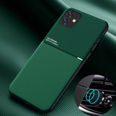 For iPhone 13 12 14 Pro Max Mini 11 XS Magnetic Metal Leather Hybrid Case Cover - Image 1 of 4