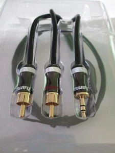 Hama 83028 Cavo Audio, 2 Jack RCA, Stereo, 3,5mm, Metallo, 3m, Placcato Oro - Foto 1 di 1