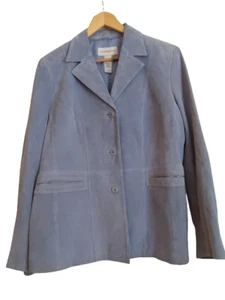 Liz Claiborne Light Blue Suede Lined Notch Collar Blazer Jacket Womens Casual XL - Picture 1 of 7
