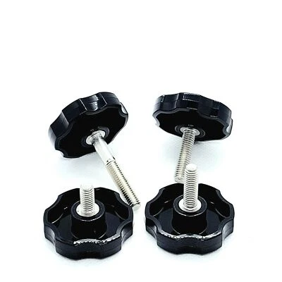 WESTERN SUPPLY WAREHOUSE M6 Thumb Screw Bolts Black Round 6 Point Clamping Knob Grip 6mm x 1.0 Pack of 4