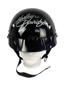 Medio casco Harley-Davidson negro con certificación DOT y correa ajustable - Imagen 1 de 11