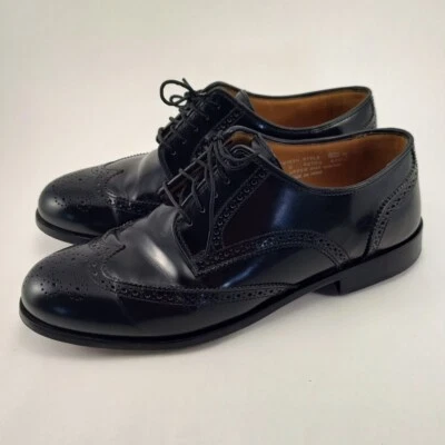 Zapato Oxford David Taylor de cuero negro punta de ala para hombre talla 10 D 62122 Foto 1 de 4