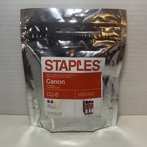 Canon CLI-8 Inkjet Cartridges Staples - Cyan Magenta Yellow - Brand New - Picture 1 of 4