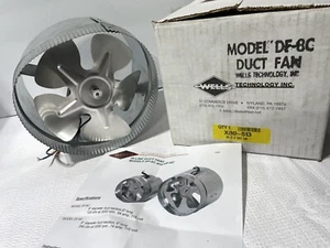 Wells Technology DF8C Duct Fan 8" Round Max CFM 240 RPM 3000 Amps .60 - Picture 1 of 6