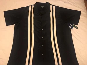 mens big and tall panel shirt, Black/white, 3X, Poly, David Taylor Collection - Picture 1 of 14
