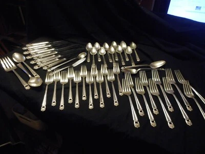 Vintage 1847 Rogers Silverplate Lot Eternally Yours Pattern - 52 Pieces No Mono - Image 1 of 3