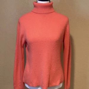 Parisian Signature Sweater 100% Cashmere Pink Turtleneck Long Sleeve, SZ Medium - Picture 1 of 5