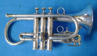 Superb Brilliant Silver B & H (Besson) Imperial E b Cornet,  Plays beautifully. - Image 1 of 4