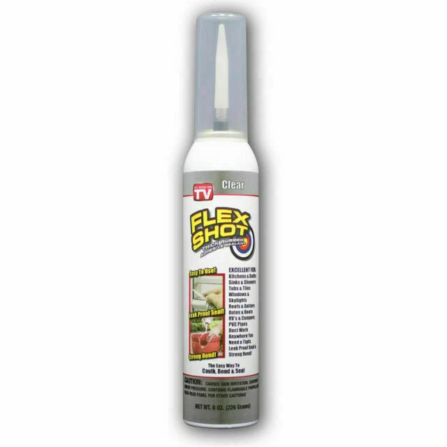 Flex Shot Clear Rubber Sealant, 8oz