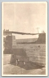 Postcard RPPC Railroad Bridge Trestle Damaged Men Standing Ends Children Train - Picture 1 of 2