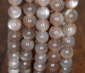 8MM GREY MOONSTONE GEMSTONE GRADE A ROUND 8MM LOOSE BEADS 7inch - Picture 1 of 4