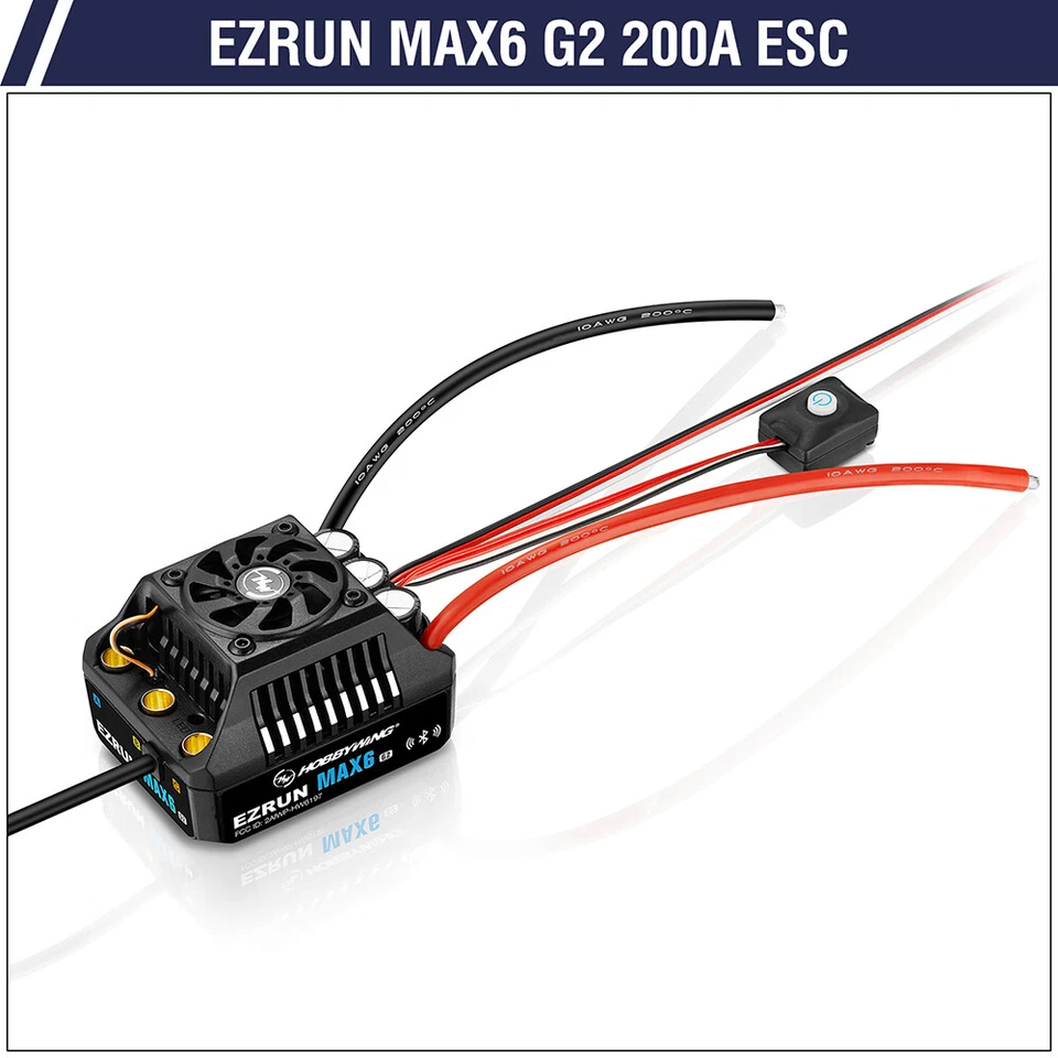 Hobbywing Ezrun MAX6 G2 1/6 1/7 Waterproof Sensored Brushless ESC Bluetooth 3-8S - Image 1 of 4