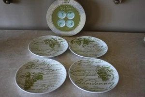 BOSTON WAREHOUSE HAMPTONS WHITE WINES COCKTAIL APPETIZER PLATES GREEN/WHITE-S/4 - Picture 1 of 1