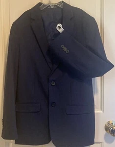 Izod Boy’s Blazer Jacket Dark Blue MicroCheck Poly Rayon Fully Lined Size 14 - Picture 1 of 10