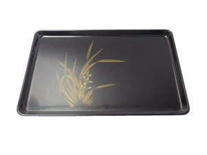 Japanese antique vintage Wajima black lacquer wood rectangle tray chacha - Picture 1 of 9