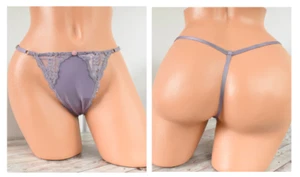 Victoria's Secret MEDIUM *DREAM ANGELS* VERSTELLBARER TANGA MIT SPITZENBORTE *Frozen Plum* - Bild 1 von 6