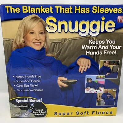 SNUGGIE Original Blanket Sleeves Blue Adult Soft Fleece In Box One Size - Image 1 of 4