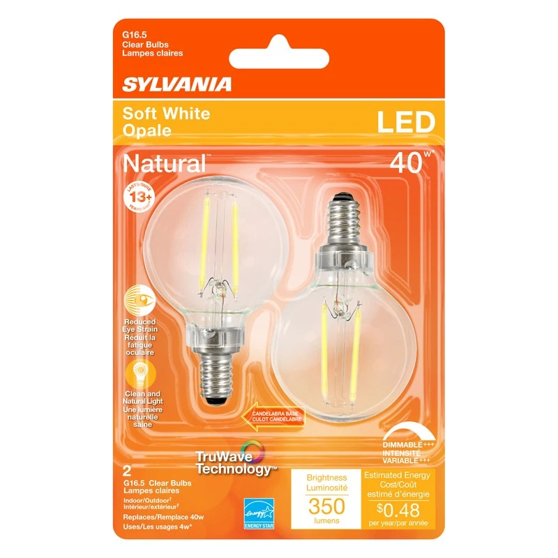 Sylvania 40784 Warm White 500 lm. Candelabra Screw Base B10 LED Light Bulb 4W - Image 1 of 1