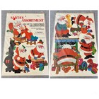 Vintage Peck Christmas Die Cuts Santa Assortment Flocked Velvety 7 Pieces New