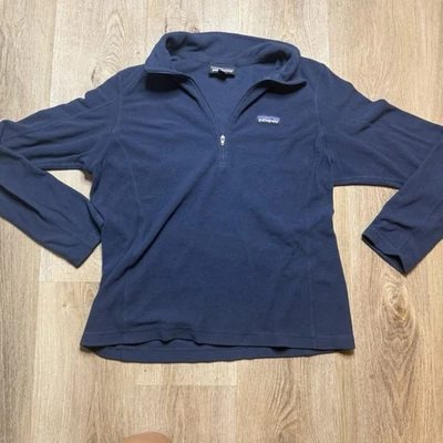 Patagonia Micro D Fleece Womens Medium Blue Navy 1/4 Zip Pullover - Image 1 of 4