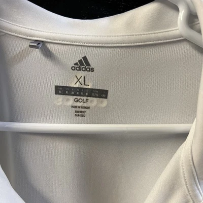 Adidas Golf Polo White & Gray Striped Golf  Polo Shirt XL - Image 1 of 4