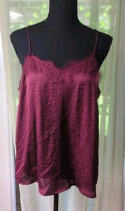 Nine West Women's L, Burgandy Sleeveless Satin & Lace Camisole - Picture 1 of 9