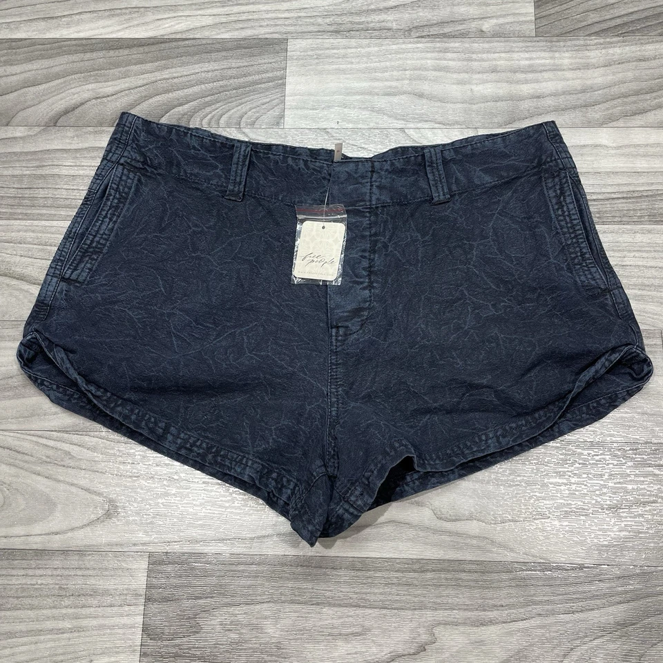 Pantalones Cortos Free People Mujer 10 Piedra Negro Nuevo con Etiquetas Tiro Bajo Botón Fly Point Dume Chino Foto 1 de 4