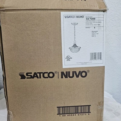 Lámpara colgante Satco Nuvo 60-7069 nueva en caja. acabado níquel pulido/negro acento Foto 1 de 4