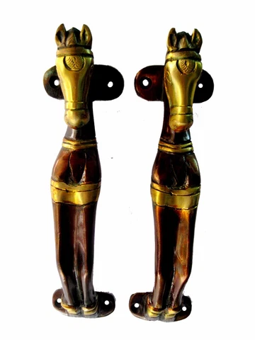 HORSE SHAPE ANTIQUE VINTAGE STYLE HANDMADE BRASS DOOR HANDLE/DOOR PULL DECOR Cover