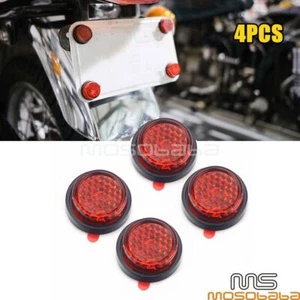 4Pcs Red Mini Round Reflector License Plate Tag Reflectives Universal For Harley - Picture 1 of 8