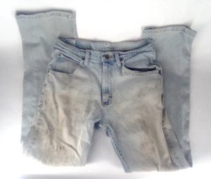 Distressed Work Jeans Straight Leg 29x30 Light Wash Blue Wrangler - Picture 1 of 5