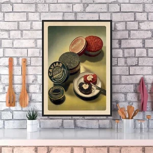 Soviet black caviar, USSR 1952 — Soviet vintage food poster, kitchen prints - Picture 1 of 11