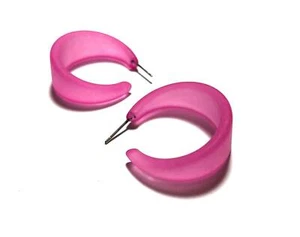 Pink Large Marilyn Frosted Lucite Hoop Earrings - Picture 1 of 7