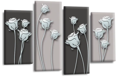 Floral Wall Art Duck Egg Living Room Bedroom Framed Canvas Picture Ready to Hang - Image 1 of 4