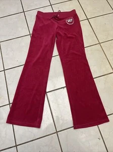 JUICY COUTURE Fuchsia Pink Drawstring Velour Boot Cut Flared Sweat Pants Sz XS - Picture 1 of 11
