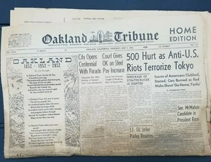 OAKLANDS 100-JÄHRIGES JAHRESTAG - OAKLAND TRIBUNE ZEITUNG DONNERSTAG, 1. MAI 1952 - Bild 1 von 12