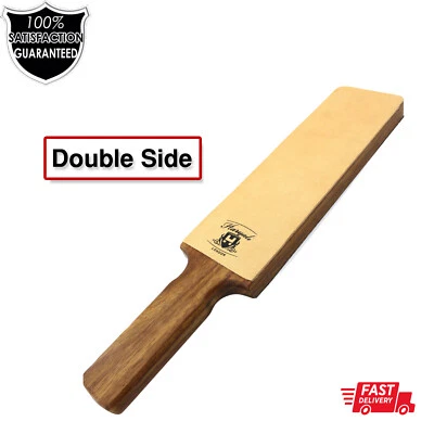 Leather Strop-Cut throat Razors Sharpening Strap - Wood Handle Sharpener - Image 1 of 4