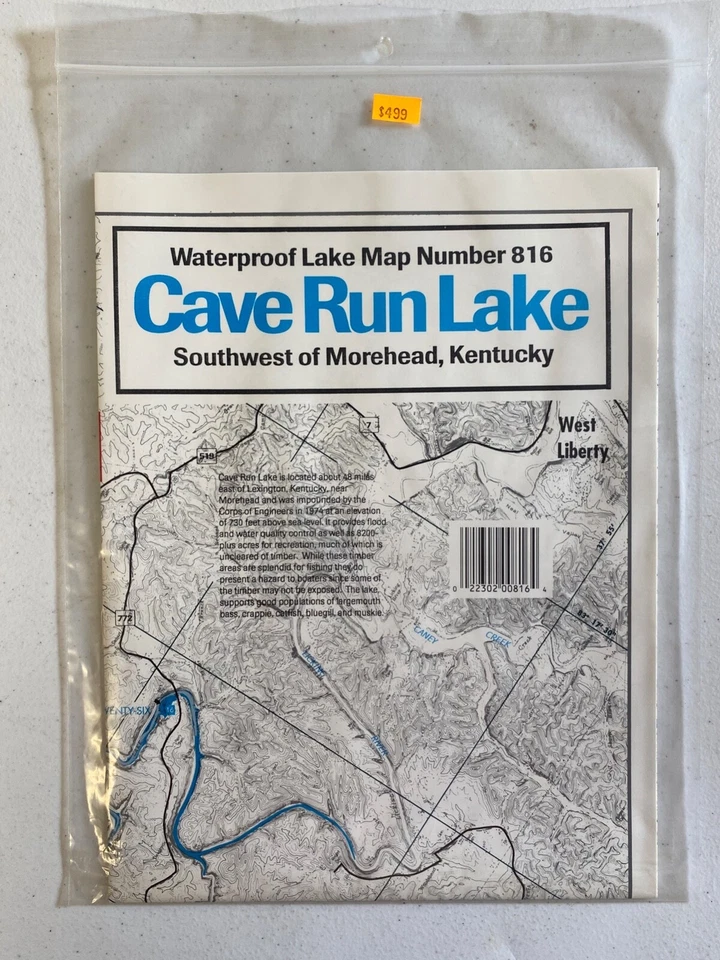 Mapa Kingfisher de colección Cave Run Lake No. 816 - Impermeable - Edición 1993 Foto 1 de 1