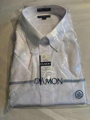 Mens Shirt Damon White 20T Button front & collar Half sleeve Pocket New - Image 1 of 4